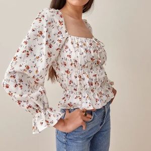REFORMATION Pimento Floral Print Long Sleeve Top